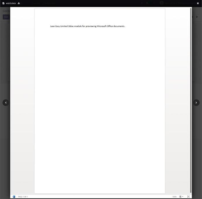 Word document preview in odoo