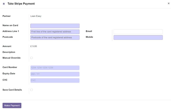 Payment wizard in odoo