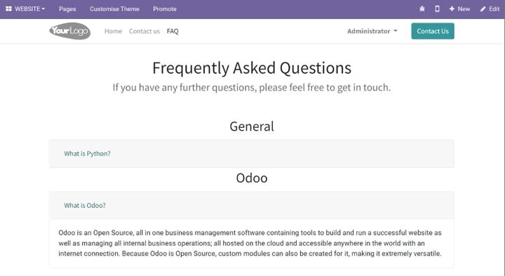 FAQ Page in odoo