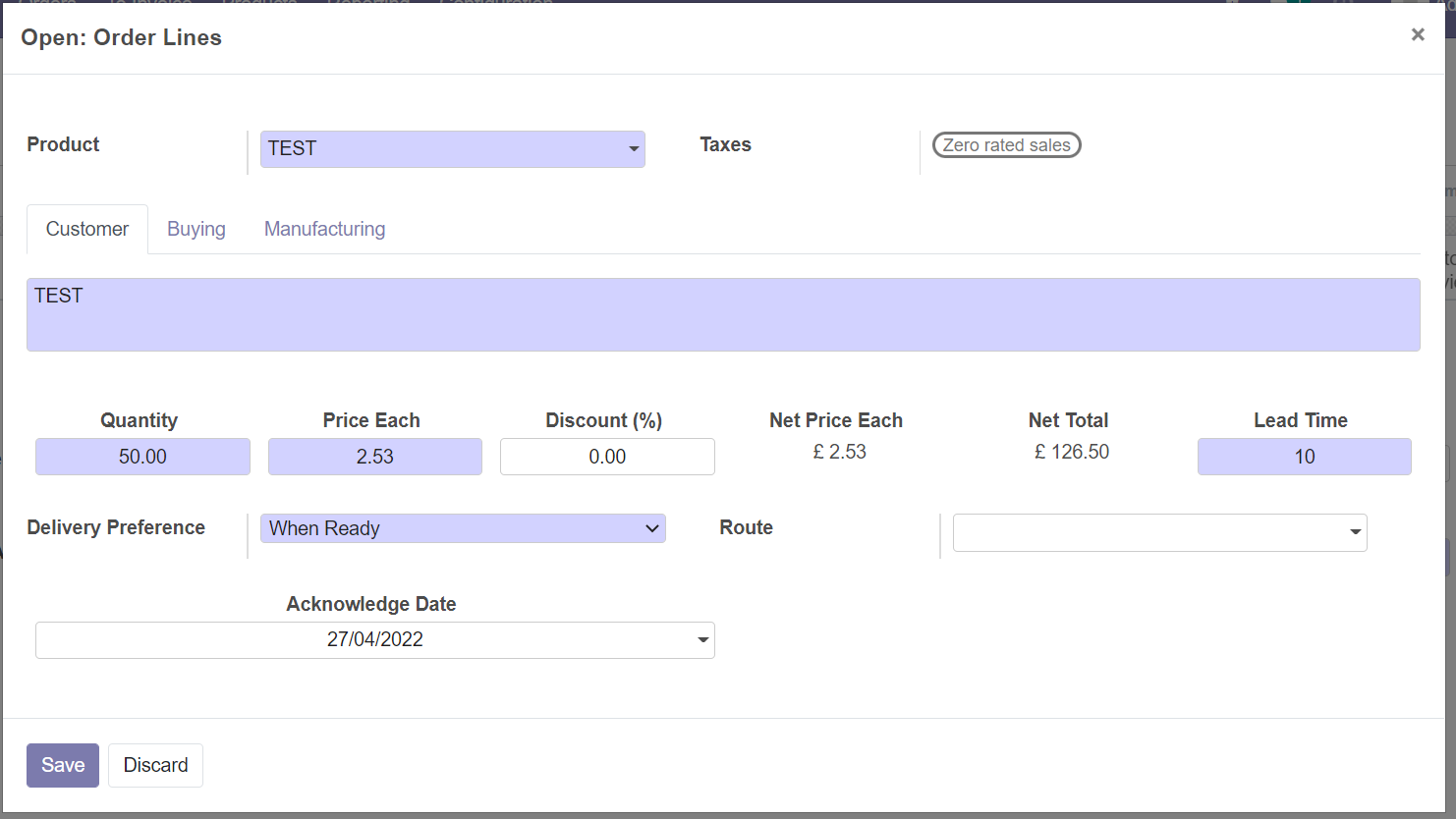 modified sale line form in odoo