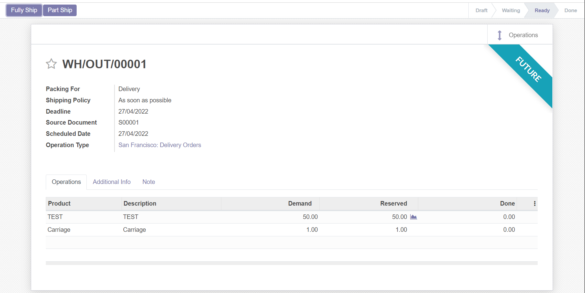 Modified inventory form in odoo